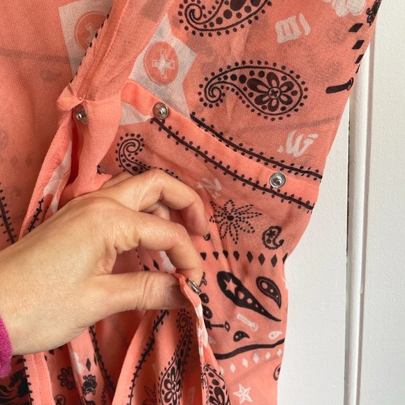 Diesel Sleeveless Peach Color Dress with Black Paisley and Screw Print - Size M - Picture 10 of 10